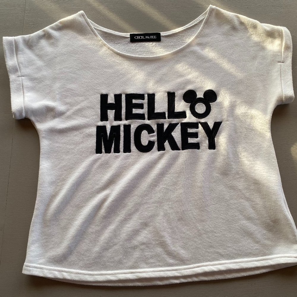 Cecil McBee Disney Mickey Mouse Crop Top in White - Size M